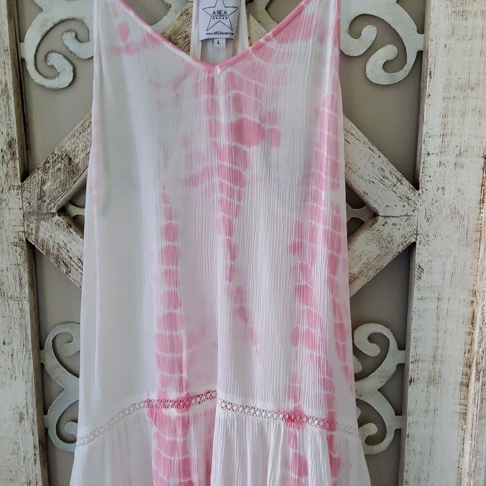 AREA Stars Women's Lia Tassel Mini Dress Racerback Straps in Tie Dye - Picture 3 of 8